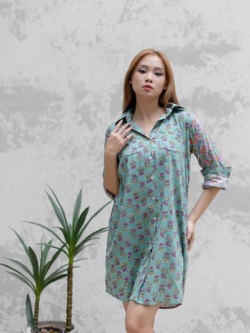  Đầm Sơ Mi Tay Dài Cotton Isla Bonita 