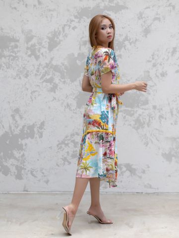  Maxi Hoa Vàng Phối Ren Cotton Isla Bonita 