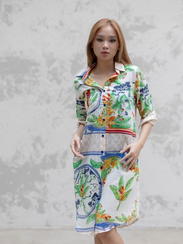  Đầm Sơ Mi Kết Hạt Cotton Isla Bonita 