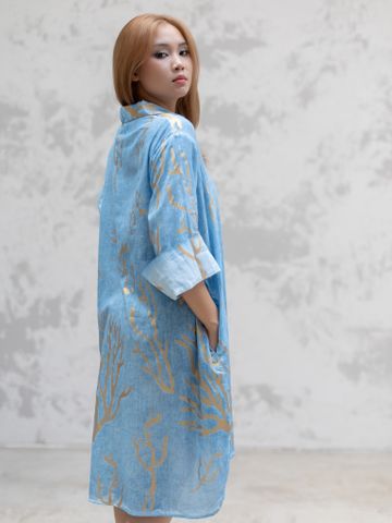  Đầm Sơ Mi Vẽ Ánh Kim Cotton Isla Bonita 