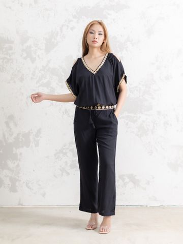  Quần Đen Thêu Hoa Cotton Isla Bonita 