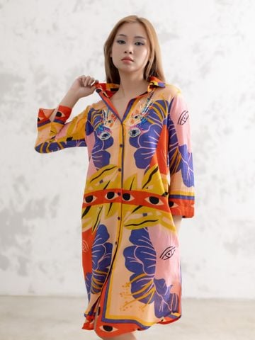  Đầm Sơ Mi Kết Cườm Cotton Isla Bonita 