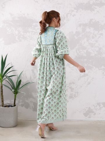  Maxi Hoa Dài Tay Cotton Cao Cấp Luna Llena 