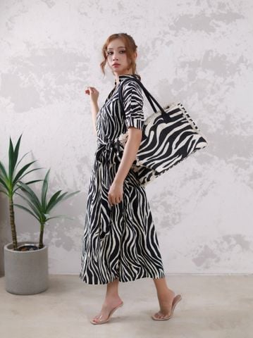  Đầm Sơ Mi Đen Cotton Isla Bonita 