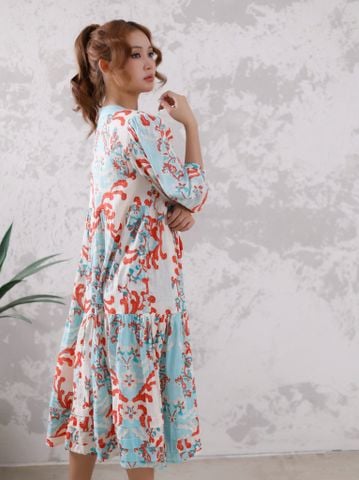  Đầm Midi Hoa Kết Kim Loai Cotton Isla Bonita 