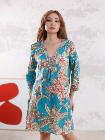  Đầm Xẻ Tà Kết Cườm Cotton Isla Bonita 