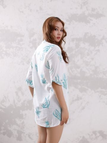  Đầm Ibiza Trắng Thêu Kết Hạt Cotton Isla Bonita 