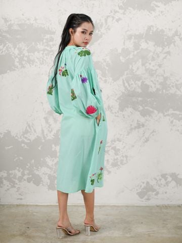  Maxi Boho Thêu Hoa Cotton Cao Cấp Luna Llena 