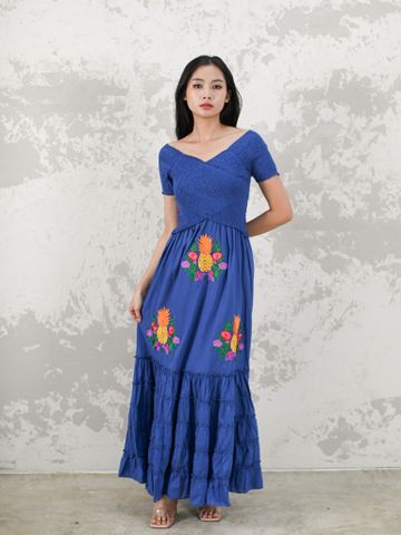  Maxi Trễ Vai Cotton Thêu Cao Cấp Luna Llena 