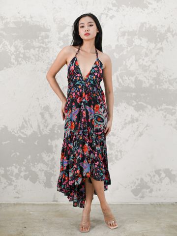  Đầm Maxi Lụa Hở Lưng Luna Llena 
