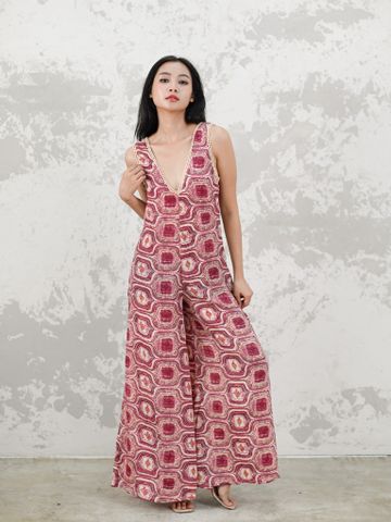  Jumpsuit Cổ V Lụa Luna Llena 