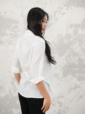  Áo Sơ Mi Trắng Thêu Kết Hạt Lấp Lánh Cotton isla Bonita 