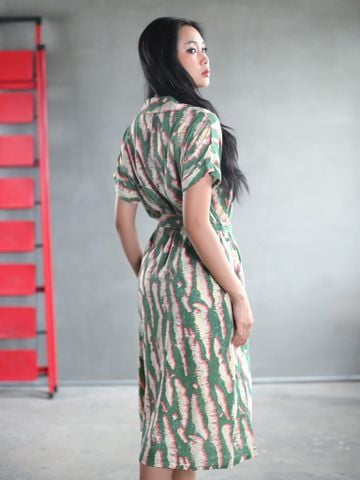  Đầm Midi Sơ Mi Tay Ngắn Ánh Kim Cotton Isla Bonita 