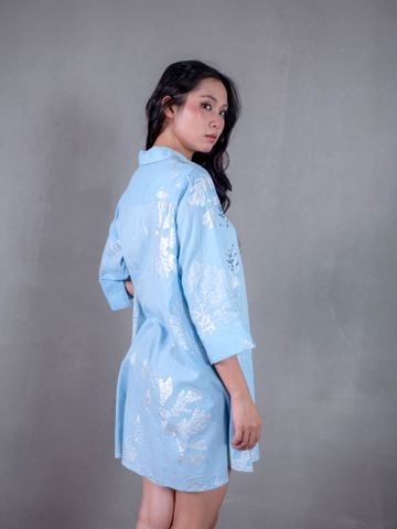  Đầm Sơ Mi Kết Hạt Vẽ Ánh Kim Cotton Isla Bonita 