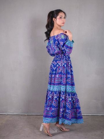  Maxi Boho Trễ Vai Kết Cườm Cotton Isla Bonita 
