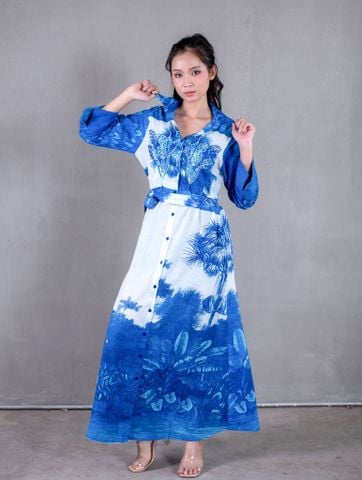  Maxi Sơ Mi Xanh Kết Cườm Isla Bonita 