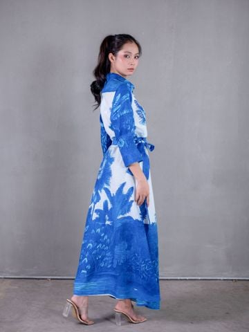  Maxi Sơ Mi Xanh Kết Cườm Isla Bonita 
