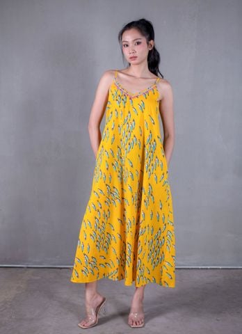  Maxi 2 dây Thêu Kết Cườm Cotton Isla Bonita 