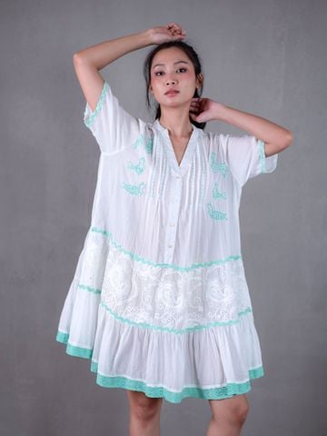  Đầm Boho Thêu Kết Cườm Cao Cấp Cotton Isla Bonita 