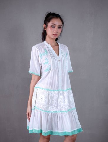  Đầm Boho Thêu Kết Cườm Cao Cấp Cotton Isla Bonita 
