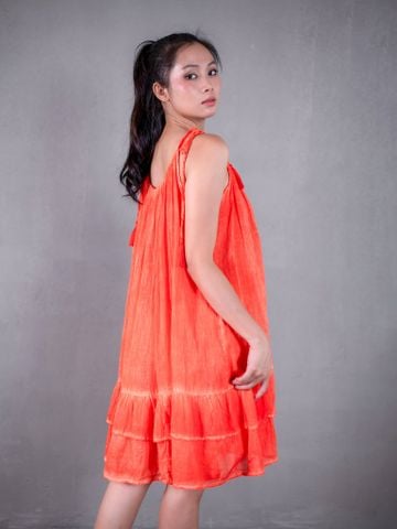 Đầm 2 Dây Màu Cam Neon Cotton Isla Bonita 