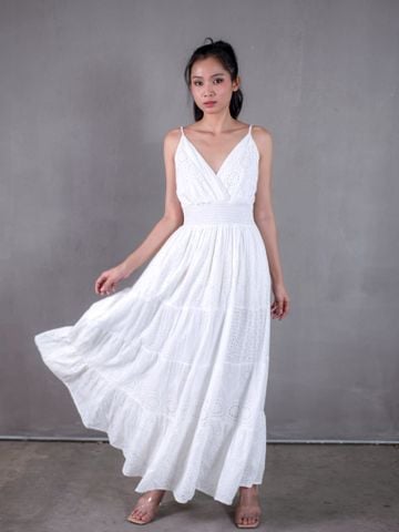  Maxi 2 Dây Trắng Lazer Cut Cao Cấp Isla Bonita 