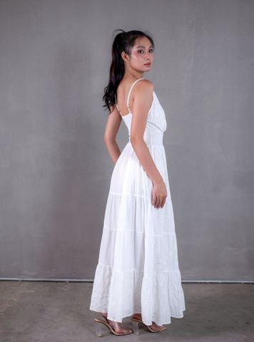  Maxi 2 Dây Trắng Lazer Cut Cao Cấp Isla Bonita 