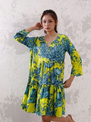  Đầm Hoa Vàng Kết Hạt Cotton Isla Bonita 