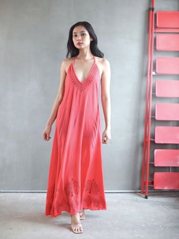  Maxi Hở Lưng In Hoạ Tiết Cotton Cao Cấp Isla Bonita 