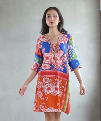  Đầm Xẻ Tà Kết Cườm Cotton Isla Bonita 