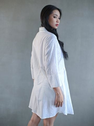  Đầm Sơ Mi Trắng Kết Cườm Cao Cấp Isla Bonita 