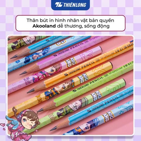 Combo 10 Bút chì gỗ nhân vật Akooland Thiên Long TP-GP021/AK - Mẫu ngẫu nhiên
