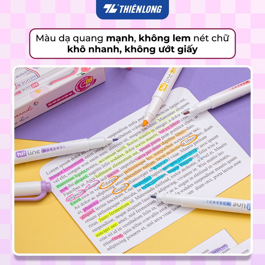 Bút dạ quang màu Morandi Hi! Line Thiên Long HL-024 - Công nghệ chống khô mực