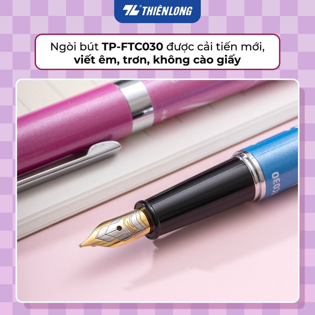 Bút máy luyện viết chữ đẹp Thiên Long, ngòi mài mỏng, thiết kế phù hợp với tay cầm học sinh