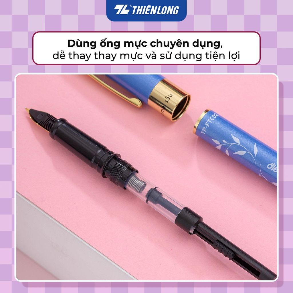 Bút máy luyện viết chữ đẹp Thiên Long, ngòi mài mỏng, thiết kế phù hợp với tay cầm học sinh
