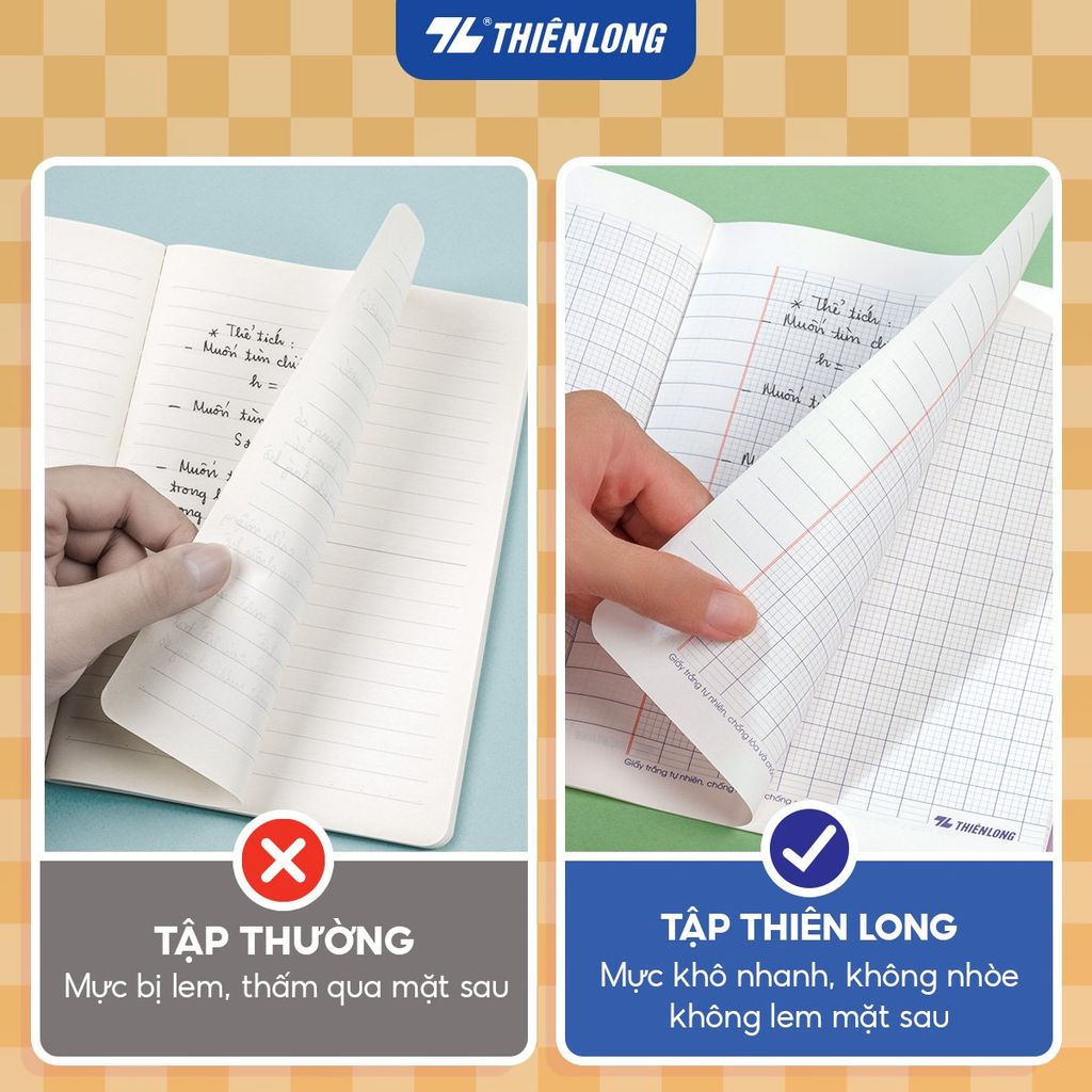 Tập học sinh chống lóa 80 trang 4 ô ly vuông 2.5mm 100gsm Thiên Long TP-NB003