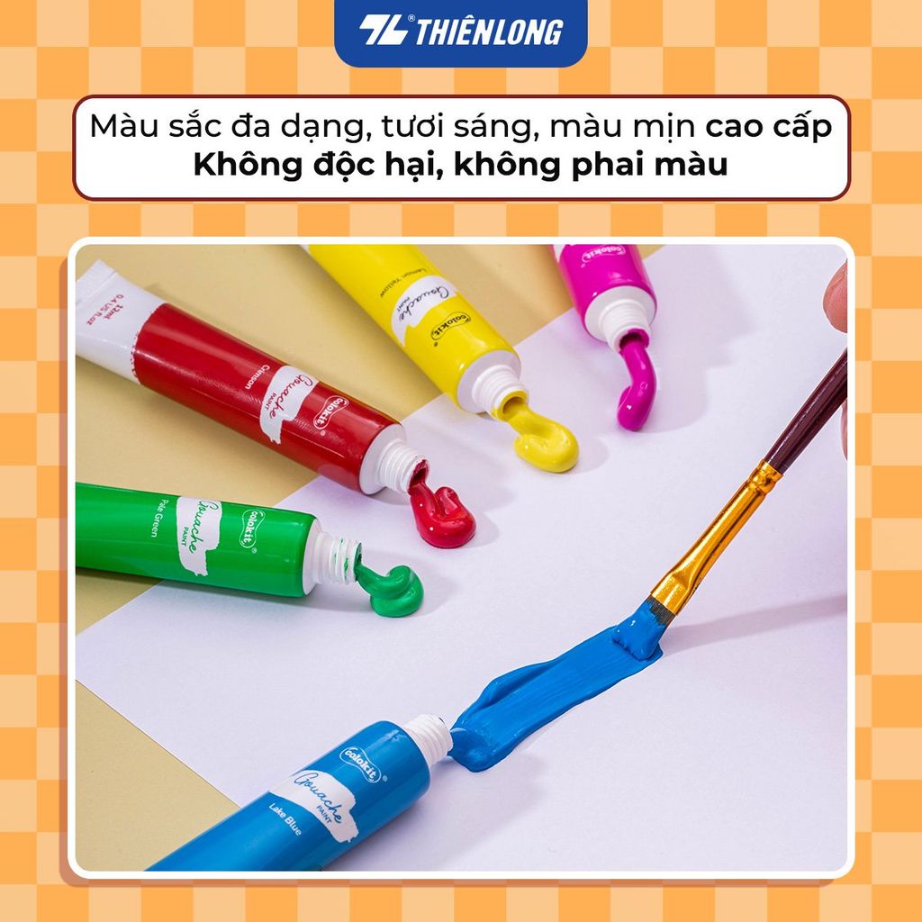 Bộ 12/18/24 màu Gouache dạng tuýp 12ml Thiên Long Colokit