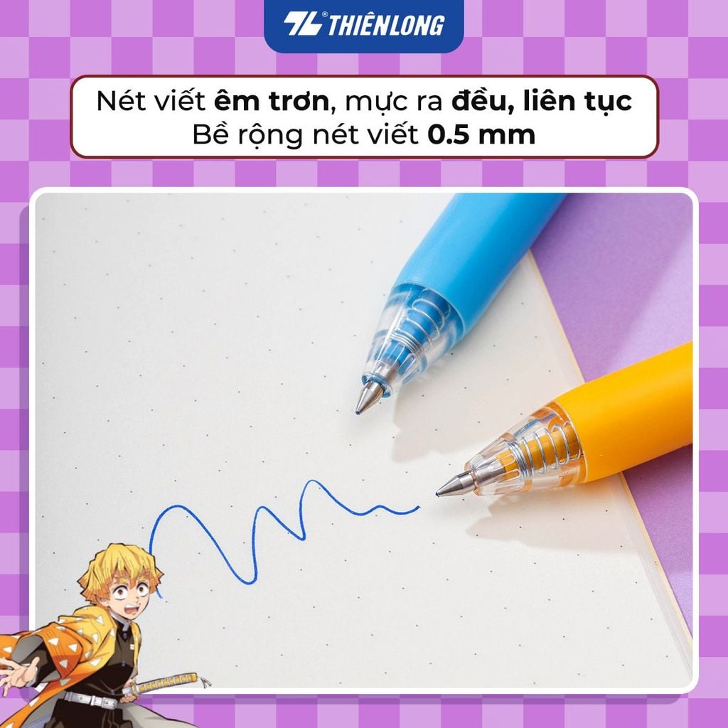 Combo 5/10/20 Bút gel Quick Dry Thiên Long Demon Slayer GEL-057/DS - Mực khô siêu nhanh - Mực Xanh