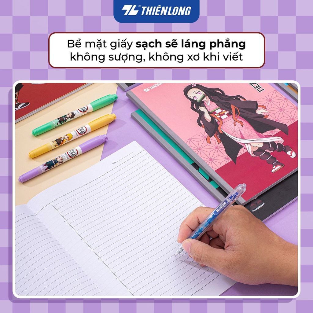 Tập vở Thiên Long 80/120 trang kẻ ngang 7mm 70gsm - dành cho học sinh, sinh viên - Phiên bản Demon Slayer