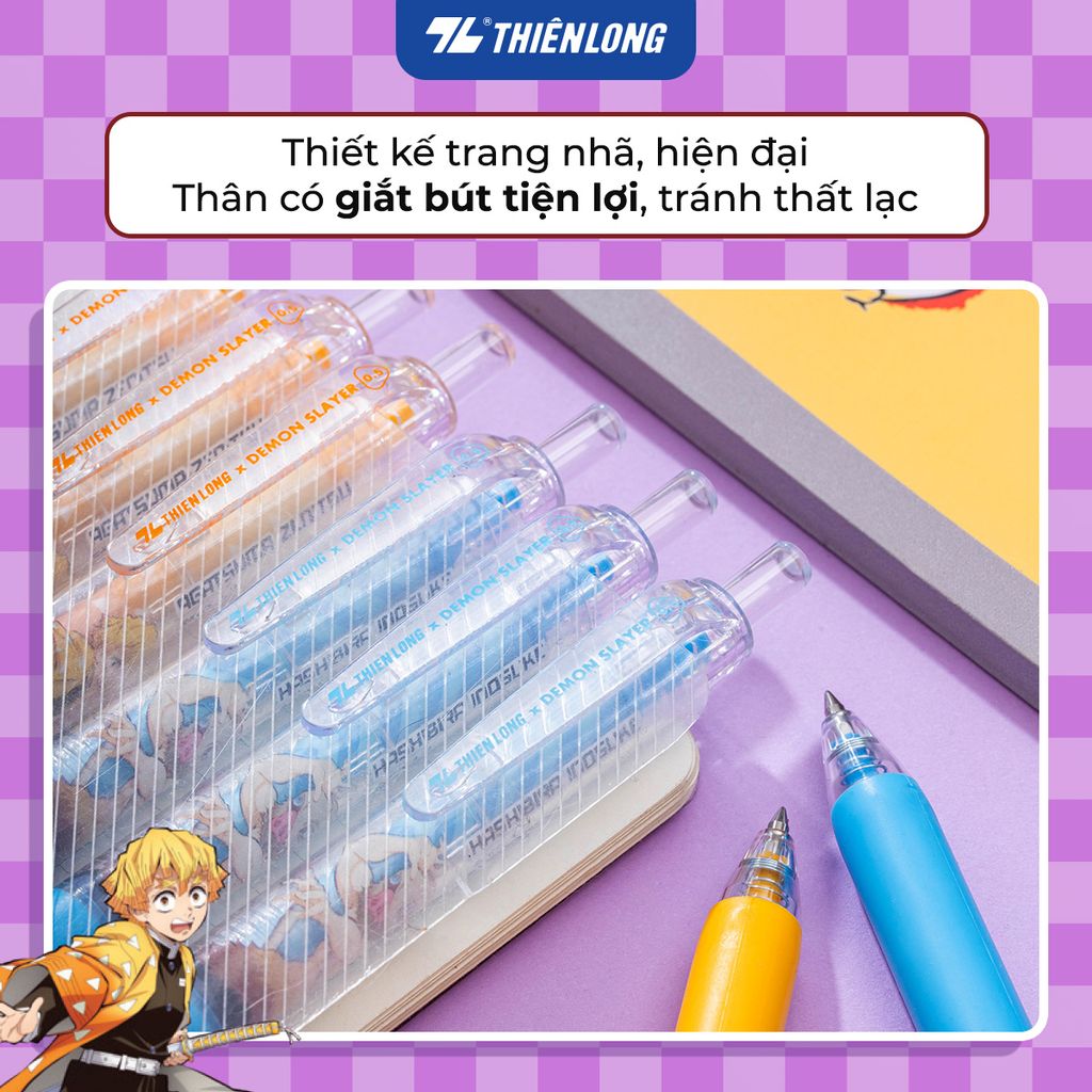 Bút gel Quick Dry Thiên Long Demon Slayer GEL-057/DS - Mực khô siêu nhanh - Mực Xanh
