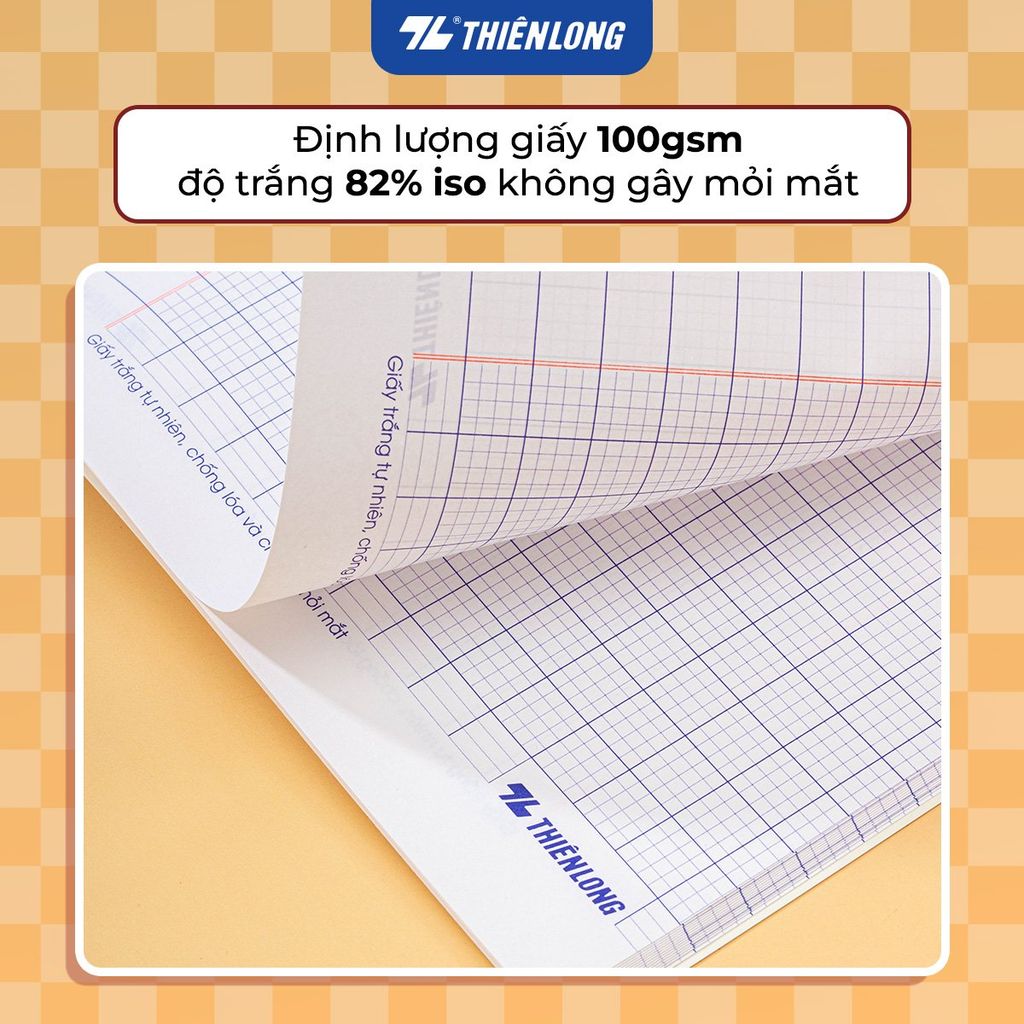 Tập học sinh chống lóa 80 trang 4 ô ly vuông 2.5mm 100gsm Thiên Long TP-NB003