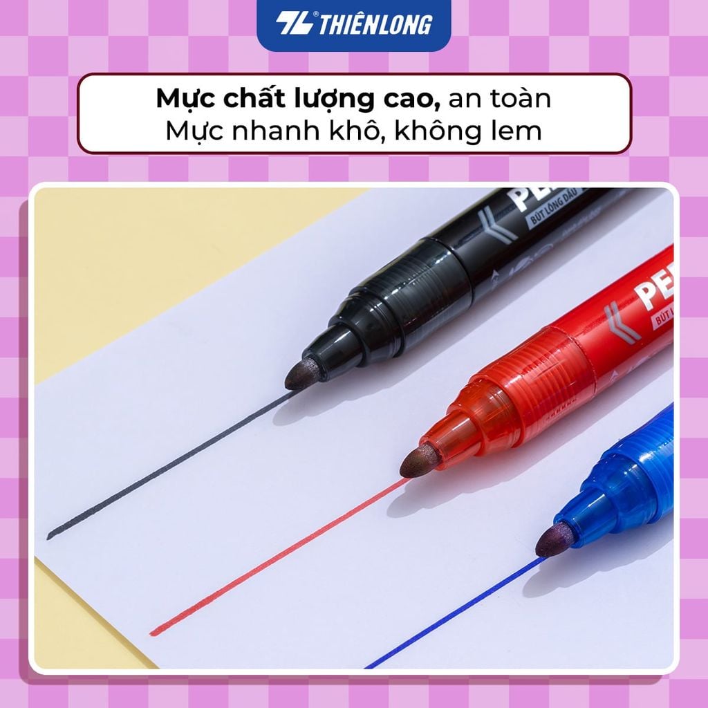 Bút lông dầu - Permanent Marker Thiên Long PM-025 - Bơm mực dễ dàng