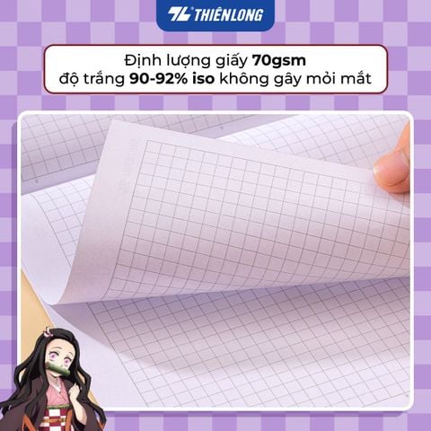 Tập vở Thiên Long 80/120 trang kẻ caro 6mm 70gsm - dành cho học sinh, sinh viên - Phiên bản Demon Slayer
