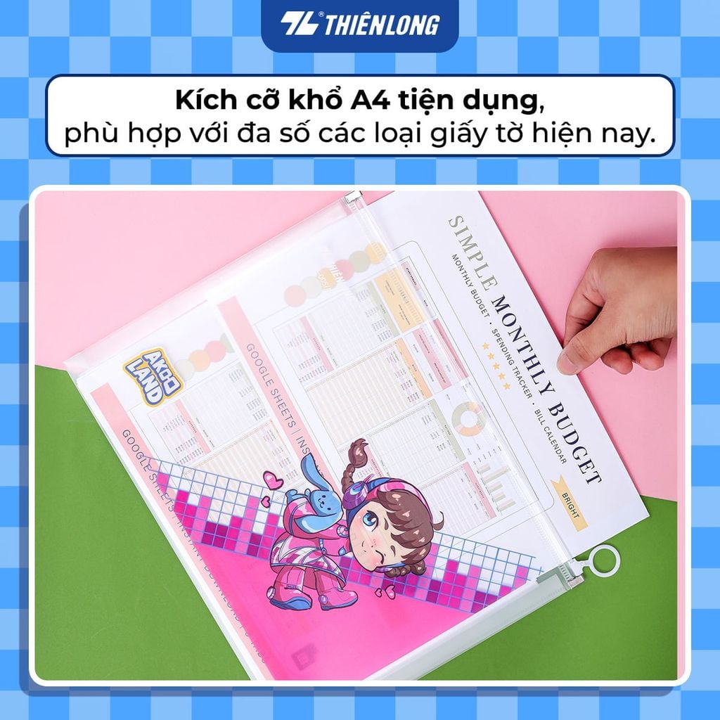 Túi Zip Thiên Long - Túi đựng tài liệu A4 CBF-005/AK - Phiên bản Akooland