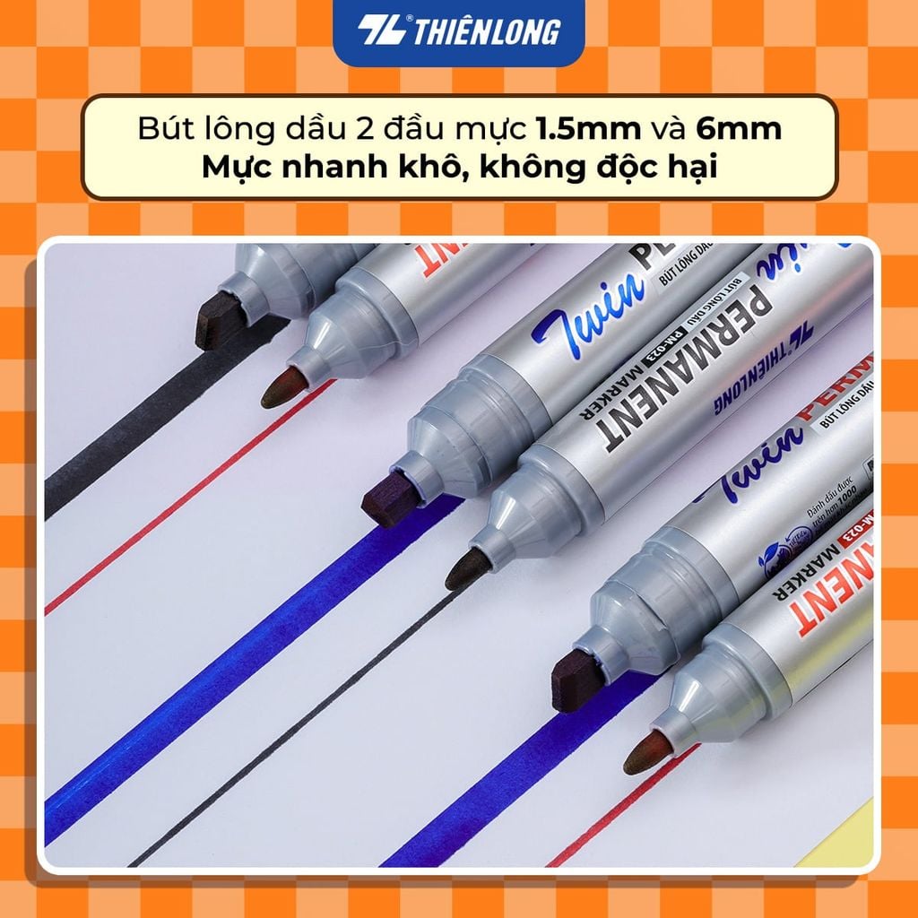 Bút lông dầu 2 đầu mực - Twin Permanent Marker Thiên Long PM-023