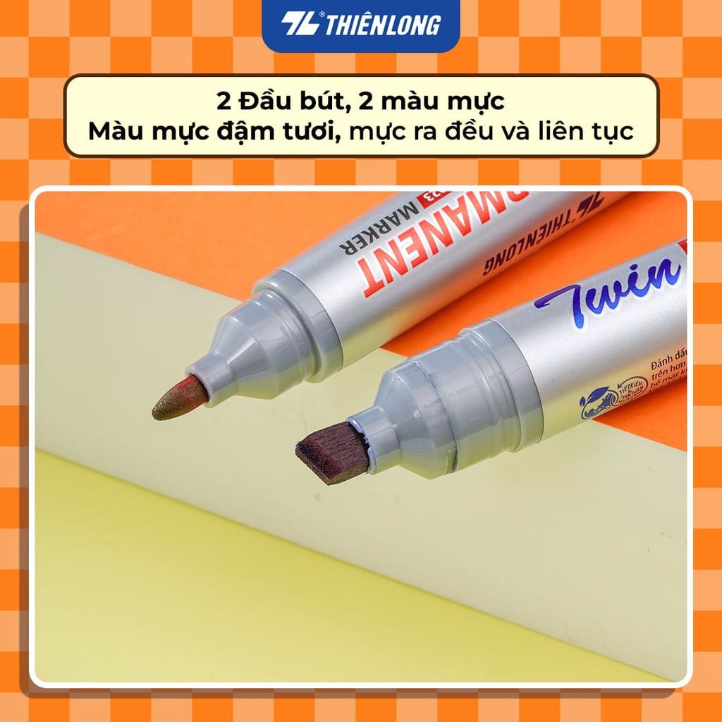 Bút lông dầu 2 đầu mực - Twin Permanent Marker Thiên Long PM-023