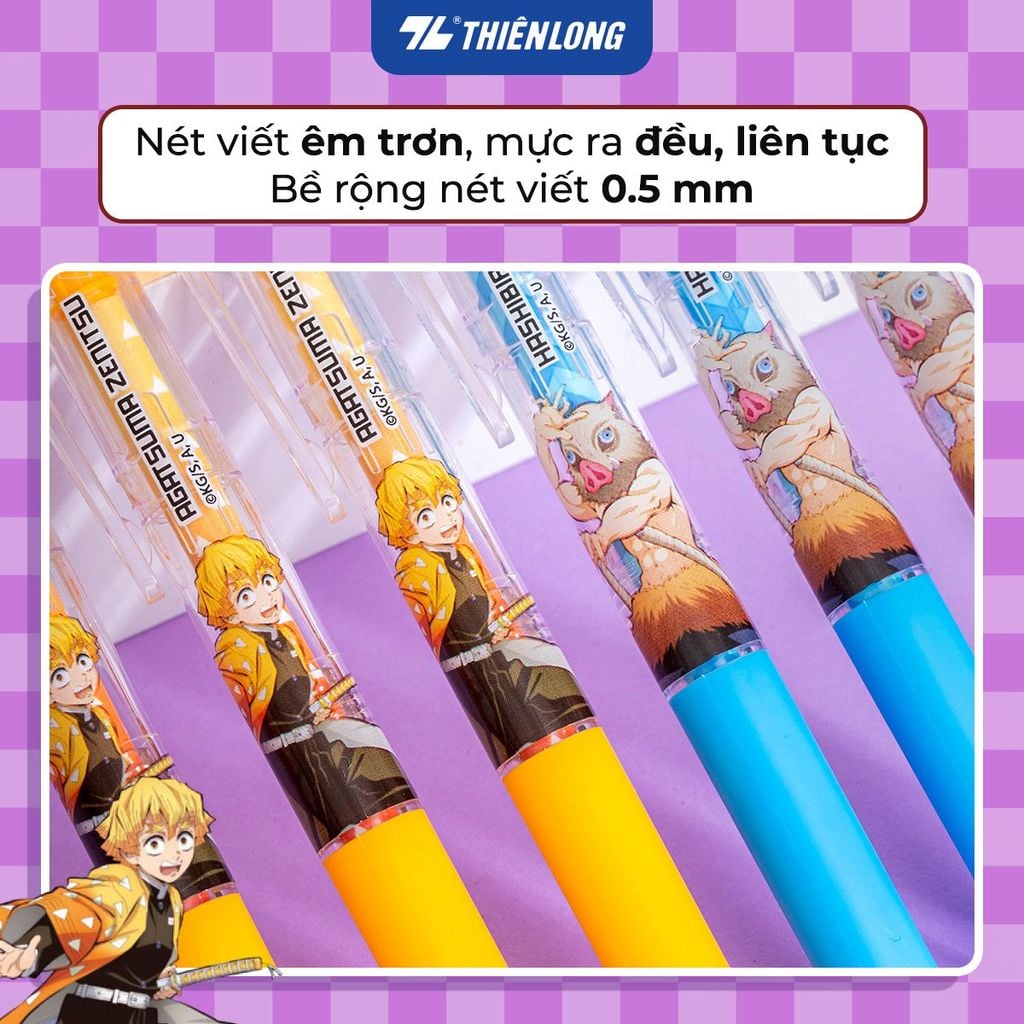 Bút gel Quick Dry Thiên Long Demon Slayer GEL-057/DS - Mực khô siêu nhanh - Mực Xanh