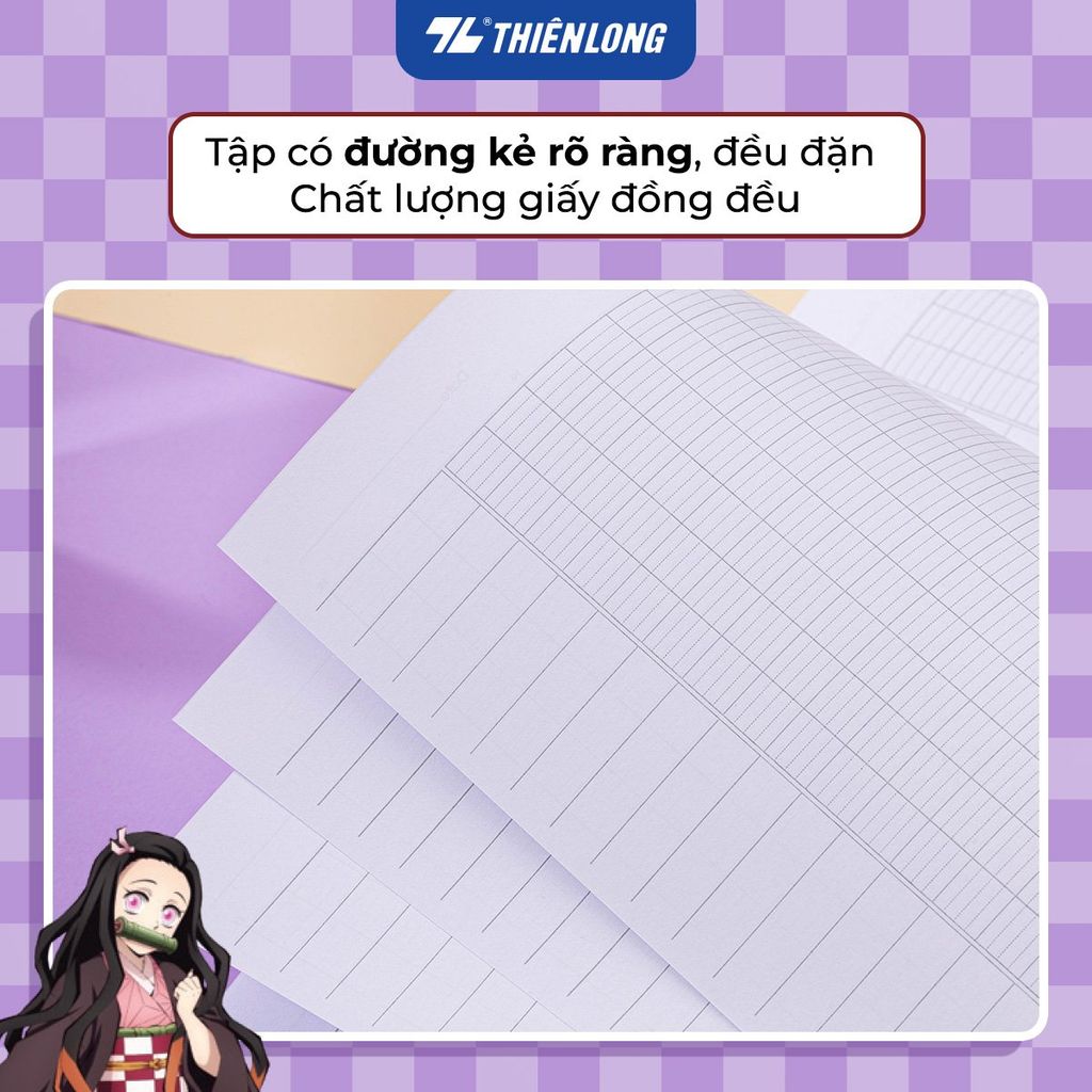 Tập vở Thiên Long 96/200 trang 4 ô ly ngang 2mm 70gsm - dành cho học sinh, sinh viên - Phiên bản Demon Slayer