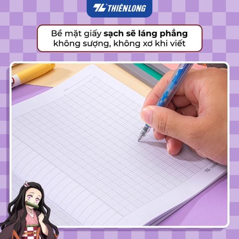 Tập vở Thiên Long 96/200 trang 4 ô ly ngang 2mm 70gsm - dành cho học sinh, sinh viên - Phiên bản Demon Slayer