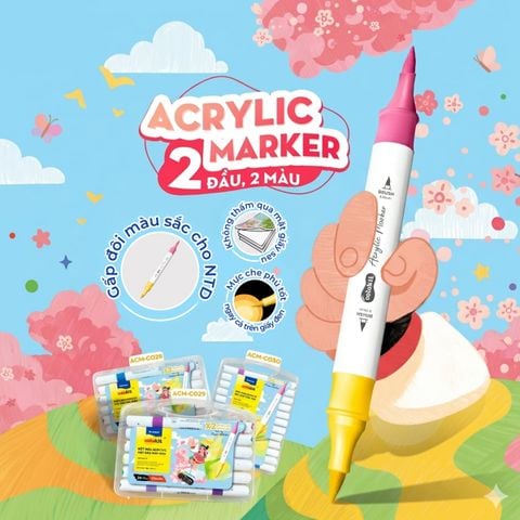 Bộ Bút Hai Đầu 12/24/48 Màu Acrylic Thiên Long Colokit  - Cây 2 màu